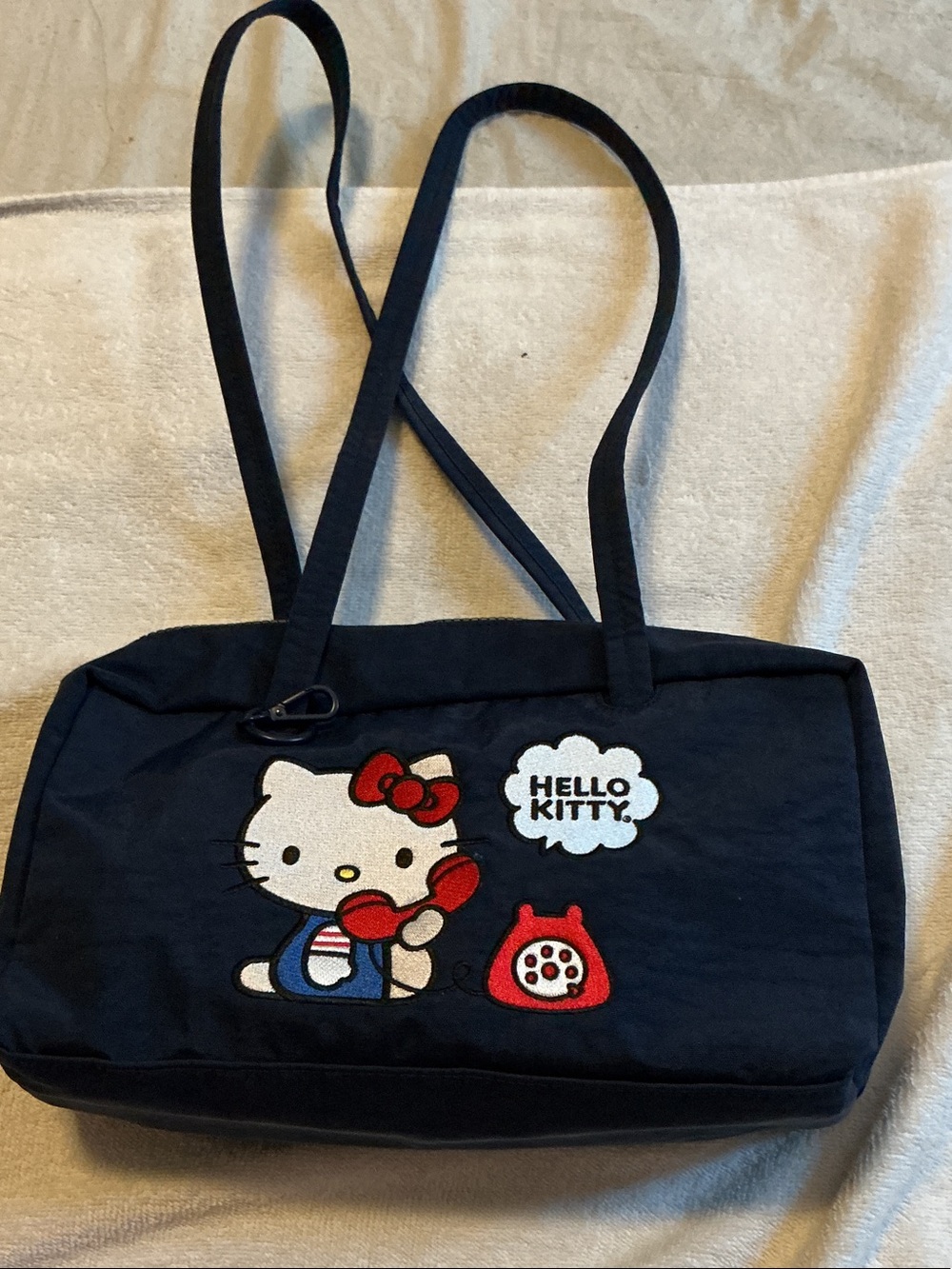 BAGGU Navy blue Hello Kitty bowler Bag with Red Accents